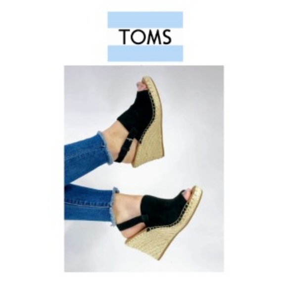 Toms Shoes - 2×$40 Toms Black Oxford Woman's Monica Wedges